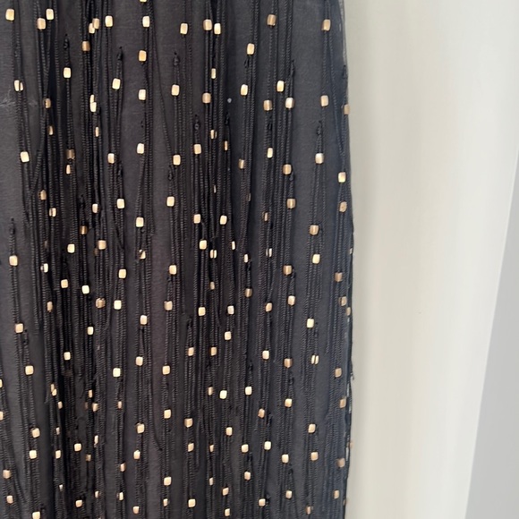 Badgley Mischka Sleeveless Beaded Fringe Column Gown Black/Gold Size 0 - Picture 4 of 11